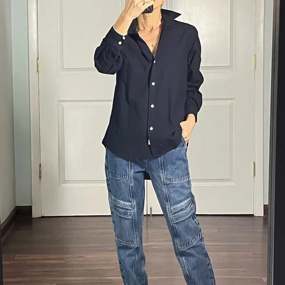 Anthropology Grayson The Hero Navy cotton shirt size 1 - Picture 1 of 12